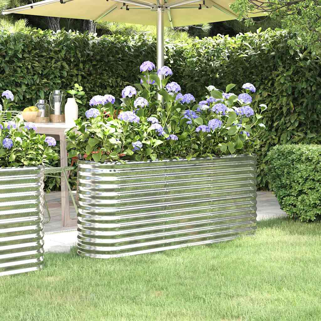 vidaXL Garden Raised Bed | Silver | Powder-coated steel | Large | Durable
