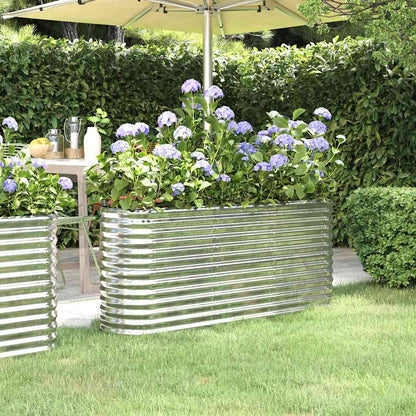 vidaXL Garden Raised Bed | Silver | Powder-coated steel | Large | Durable