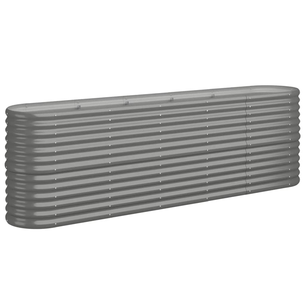 vidaXL Garden Raised Bed Galvanised Steel 224x40x68 cm Grey