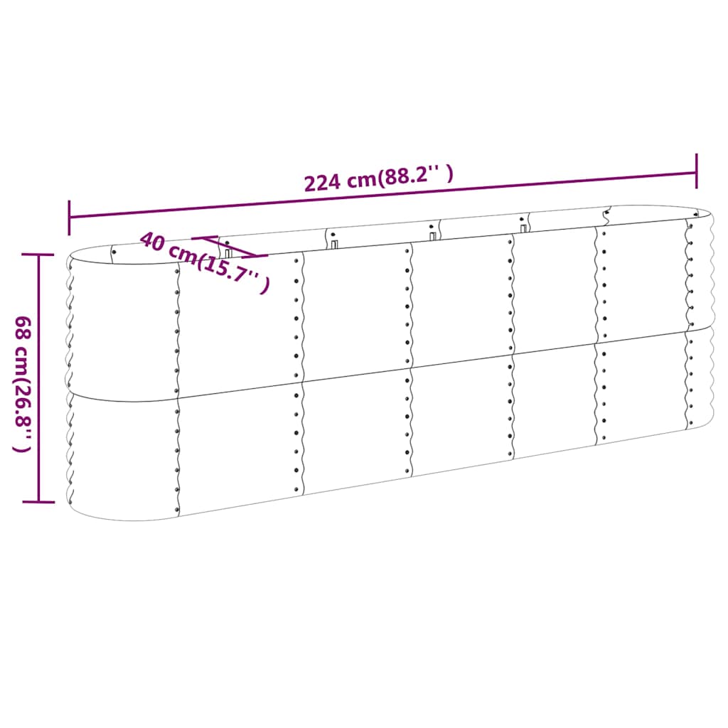 vidaXL Garden Raised Bed | Silver | Powder-coated steel | Large | Durable