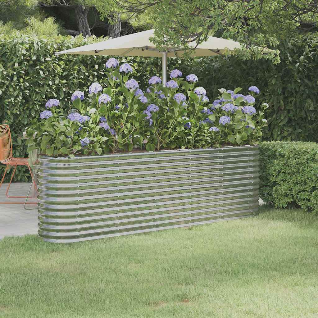 vidaXL Garden Raised Bed | Silver | Powder-coated steel | Large | Durable