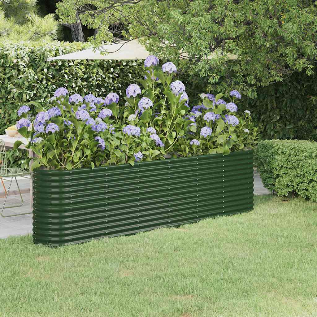 vidaXL Garden Raised Bed | Green | Powder-coated steel | Large | Durable