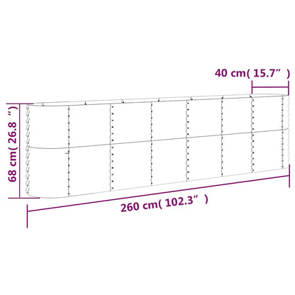 vidaXL Garden Raised Bed | Brown | Powder-coated steel | 260 x 40 x 68 cm
