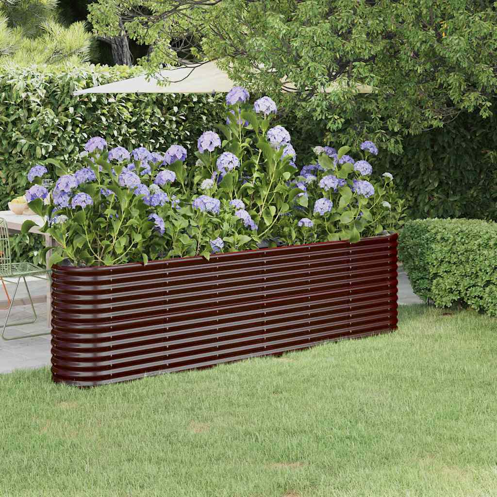 vidaXL Garden Raised Bed | Brown | Powder-coated steel | 260 x 40 x 68 cm