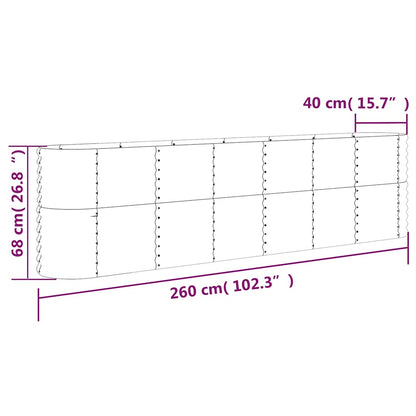 vidaXL Garden Raised Bed Galvanised Steel 260x40x68 cm Anthracite
