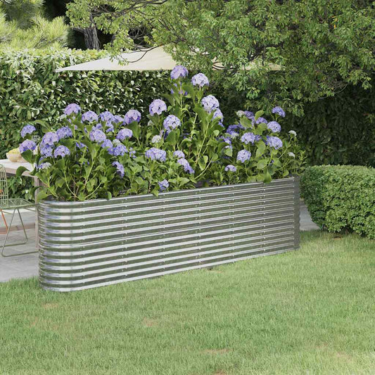 vidaXL Garden Raised Bed Galvanised Steel 260x40x68 cm Silver
