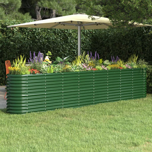 vidaXL Garden Raised Bed Powder-coated Steel 332x40x68 cm Green