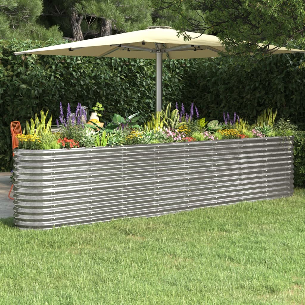 vidaXL Garden Raised Bed Galvanised Steel 332x40x68 cm Silver