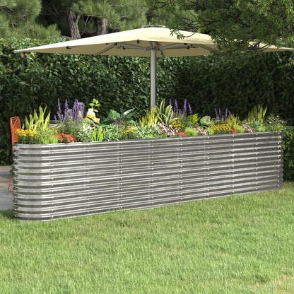 vidaXL Garden Raised Bed Galvanised Steel 332x40x68 cm Silver