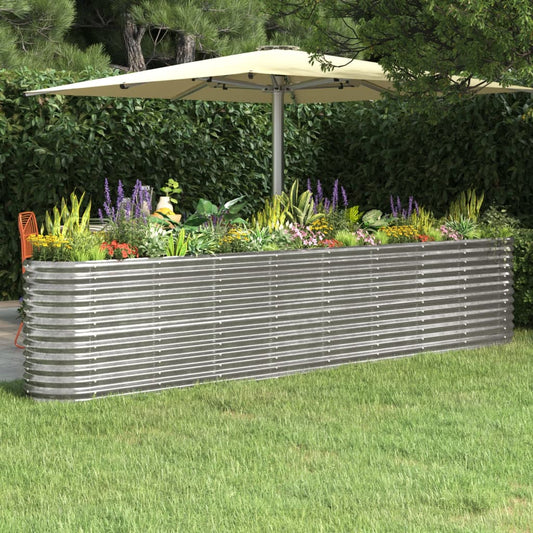 vidaXL Garden Raised Bed Galvanised Steel 332x40x68 cm Silver