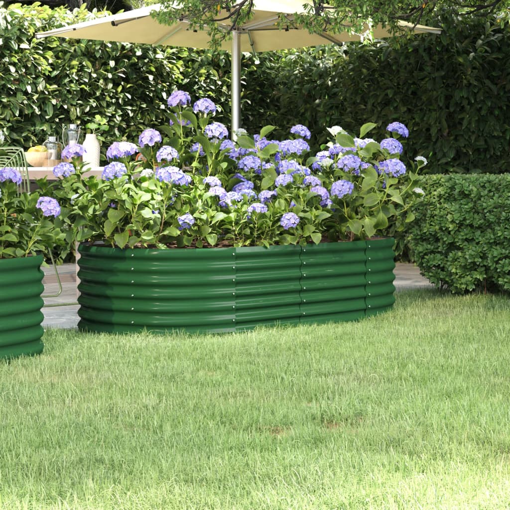 vidaXL Garden Raised Bed Galvanised Steel 152x80x36 cm Green