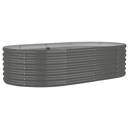 vidaXL Garden Raised Bed | Grey | Powder-coated steel | Large | Durable
