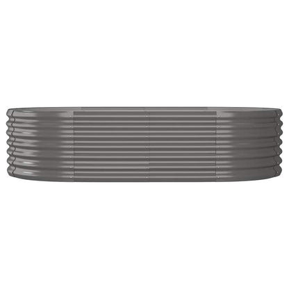 vidaXL Garden Raised Bed | Grey | Powder-coated steel | Large | Durable