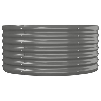 vidaXL Garden Raised Bed | Grey | Powder-coated steel | Large | Durable