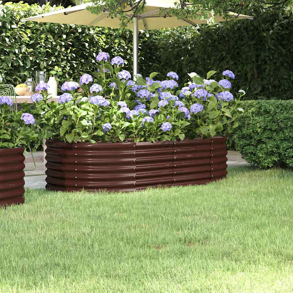 vidaXL Garden Raised Bed | Brown | Powder-coated steel | Large | Durable