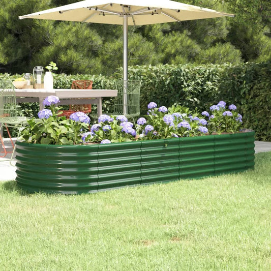 vidaXL Garden Raised Bed | Green | Powder-coated steel | Large |  Durable