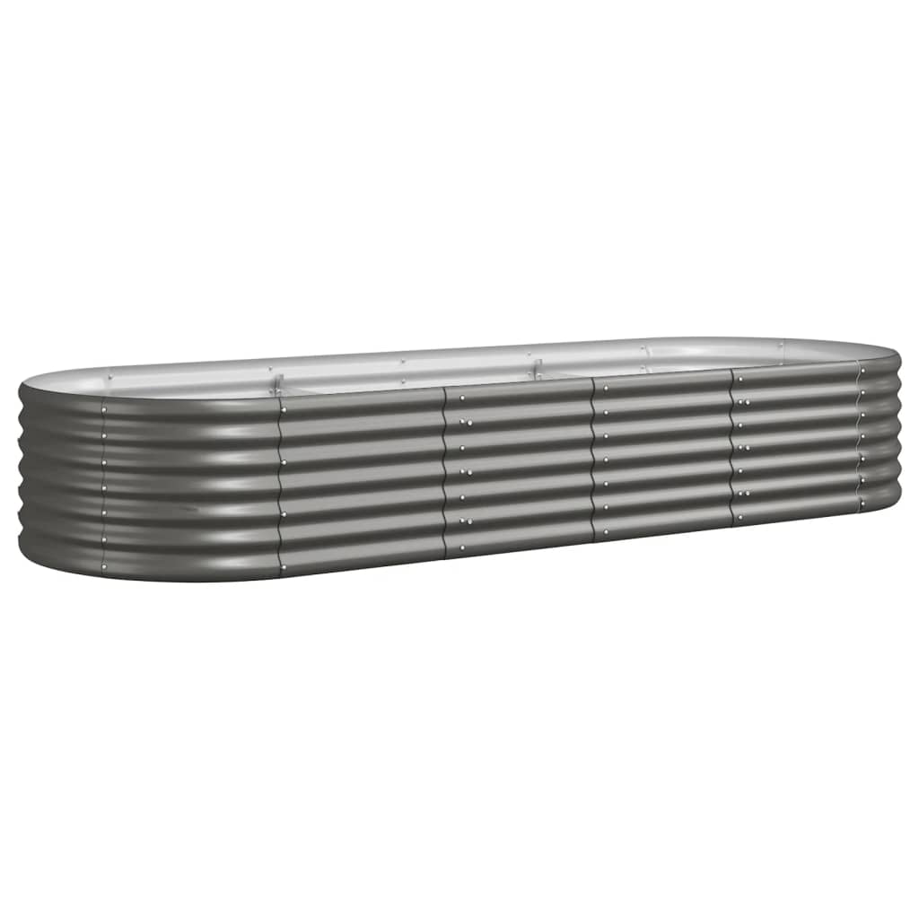 vidaXL Garden Raised Bed | Grey | Powder-coated steel | 224x80x36 cm | Durable