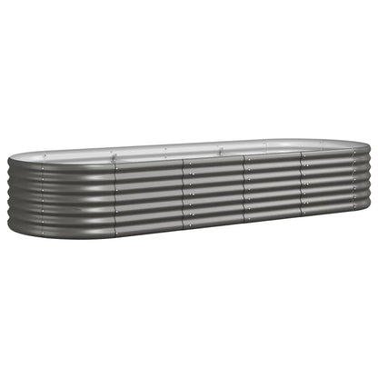 vidaXL Garden Raised Bed | Grey | Powder-coated steel | 224x80x36 cm | Durable