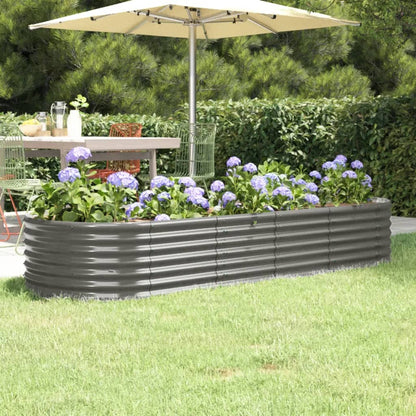 vidaXL Garden Raised Bed | Grey | Powder-coated steel | 224x80x36 cm | Durable