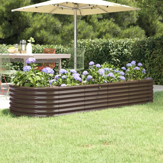 vidaXL Garden Raised Bed | Brown | Powder-coated steel | Large |  Durable