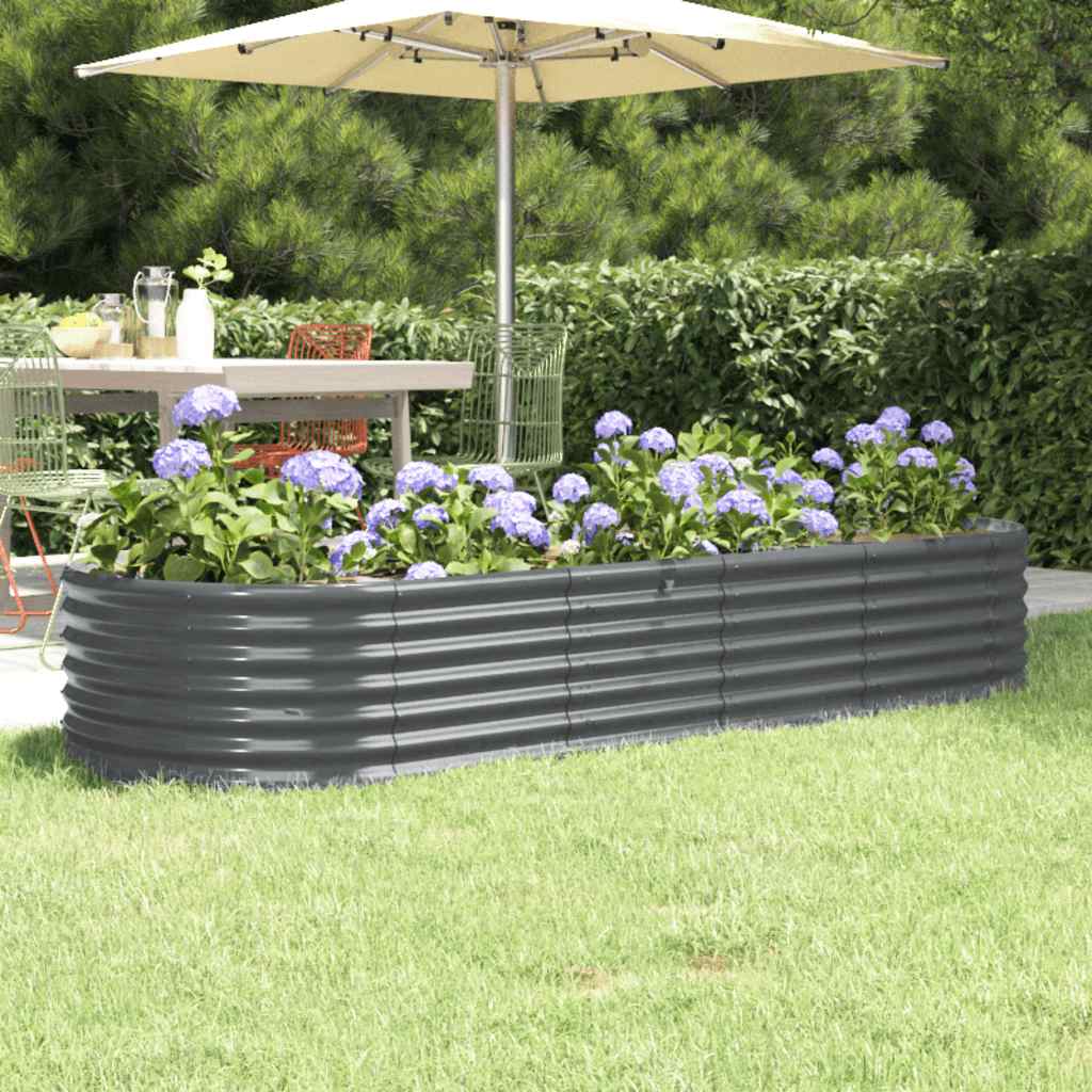 vidaXL Garden Raised Bed | Anthracite | Powder-Coated Steel | 224x80x36 cm