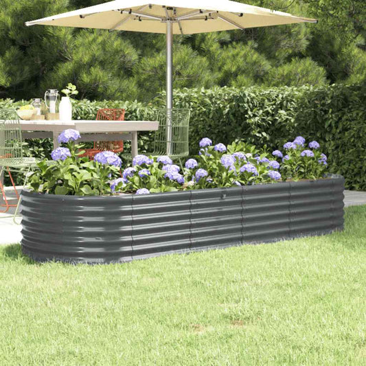 vidaXL Garden Raised Bed | Anthracite | Powder-Coated Steel | 224x80x36 cm