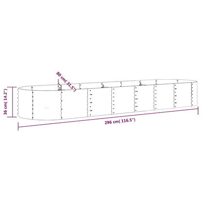 vidaXL Garden Raised Bed Galvanised Steel 296x80x36 cm Green