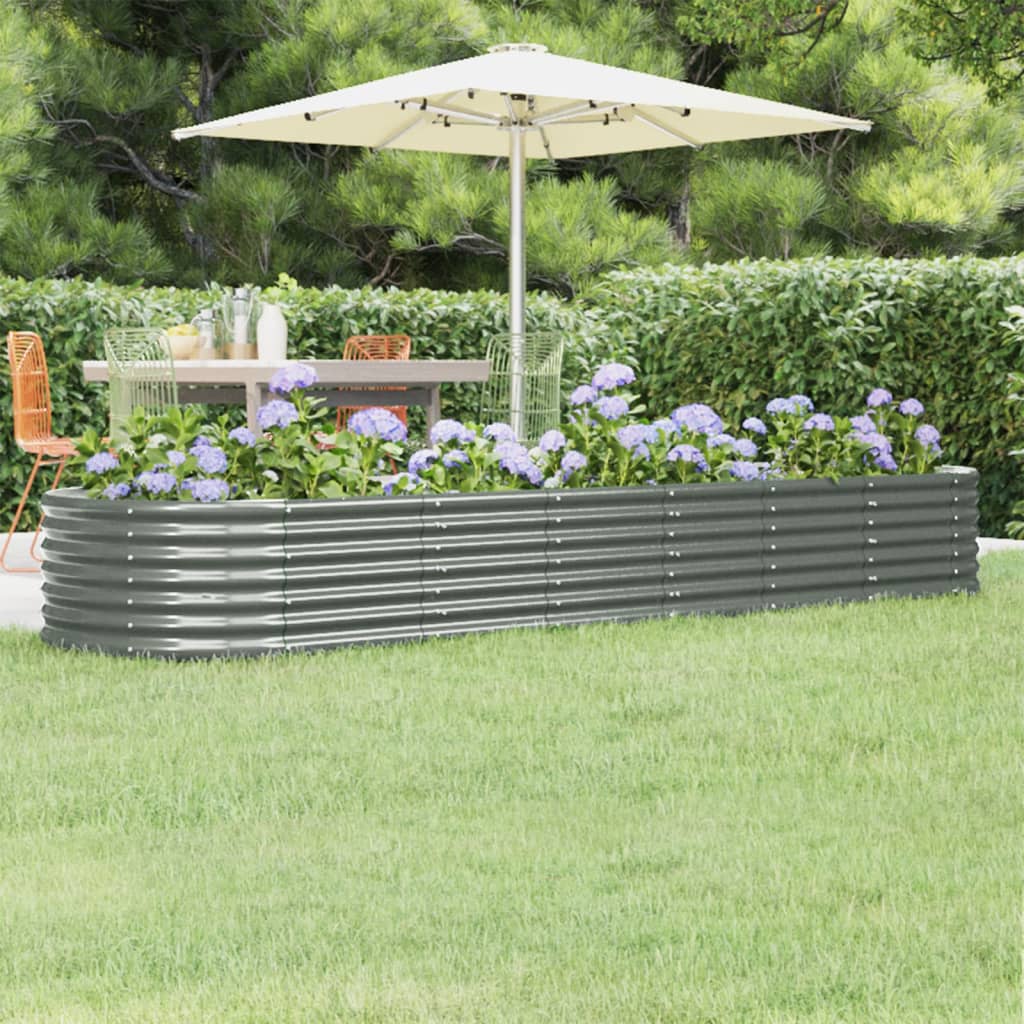 vidaXL Garden Raised Bed | Grey | Powder-coated steel | Extra Large |  Tough