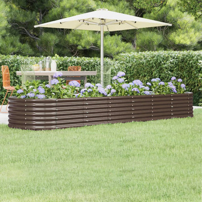 vidaXL Garden Raised Bed | Brown | Powder-coated steel | Large | Durable