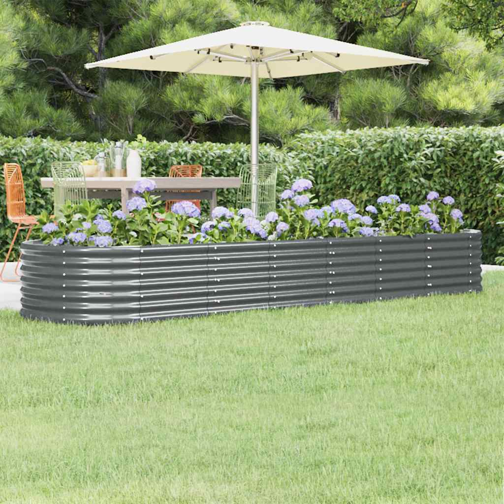 vidaXL Garden Raised Bed | Anthracite | Powder-coated steel | Large |  Durable