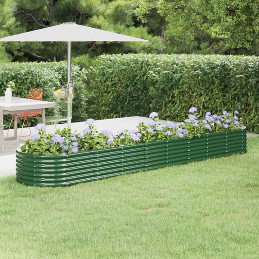 vidaXL Garden Raised Bed | Green | Powder-coated steel | 368cm x 80cm x 36cm