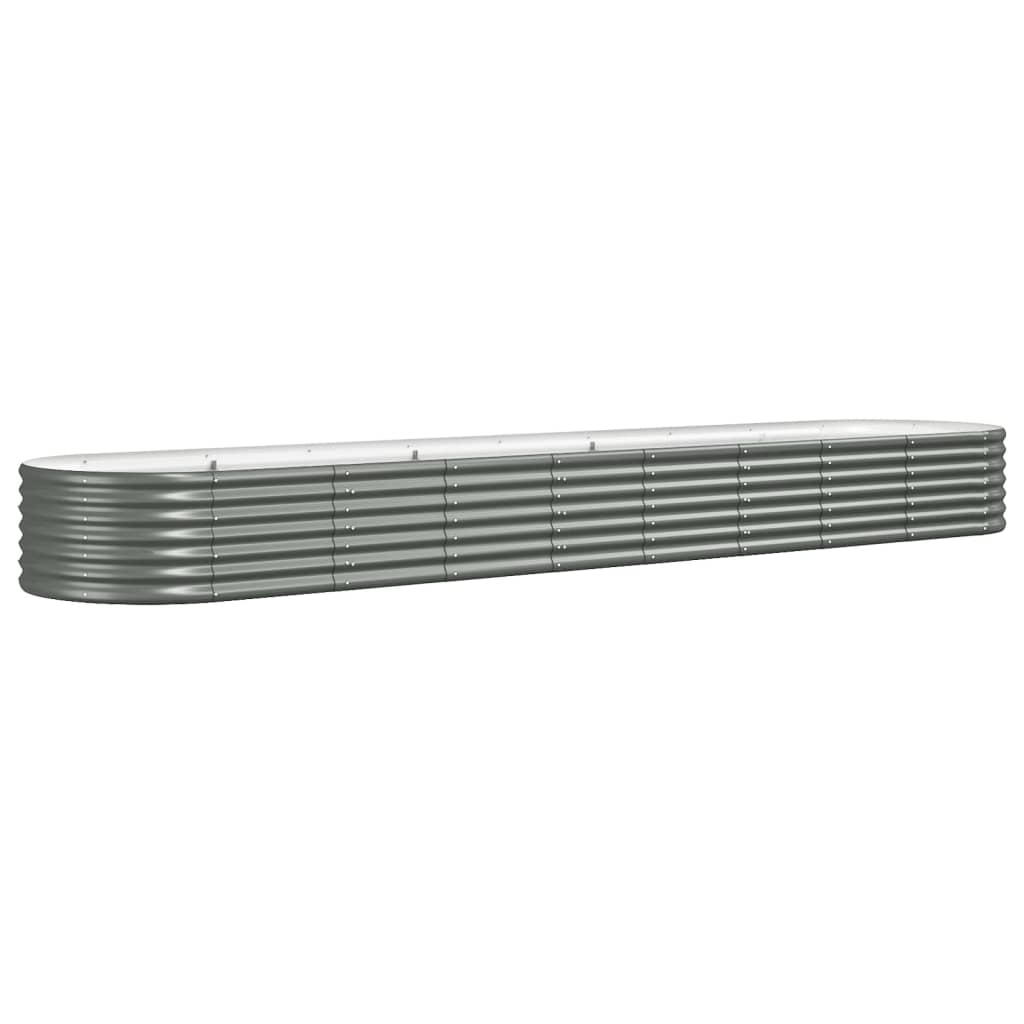 vidaXL Garden Raised Bed | Grey | Powder-coated steel | Large | Durable