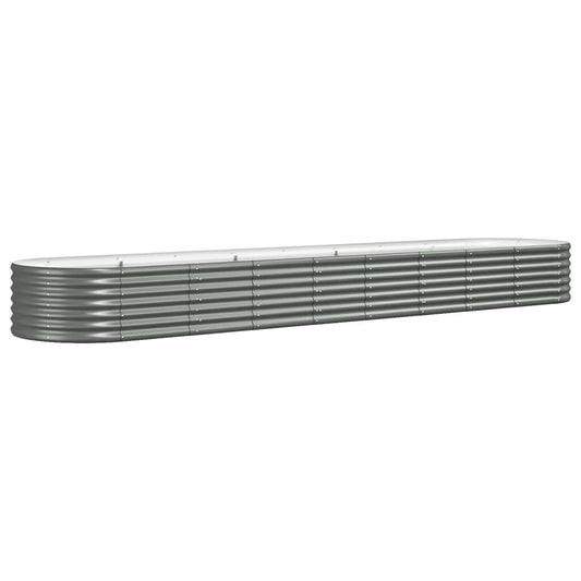 vidaXL Garden Raised Bed | Grey | Powder-coated steel | Large | Durable