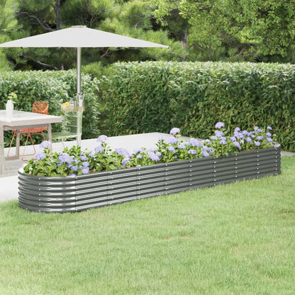 vidaXL Garden Raised Bed | Grey | Powder-coated steel | Large | Durable