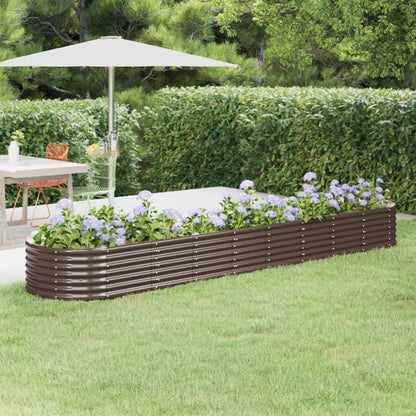 vidaXL Garden Raised Bed | Brown | Powder-coated steel | Large | Durable