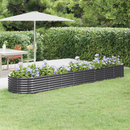 vidaXL Garden Raised Bed | Anthracite | Powder-coated steel | Large