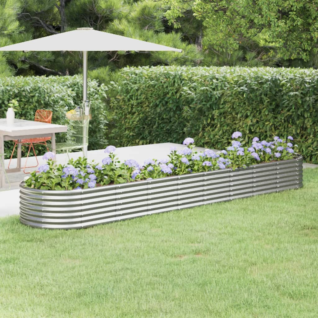 vidaXL Garden Raised Bed | Silver | Powder-coated steel | Large |  Durable