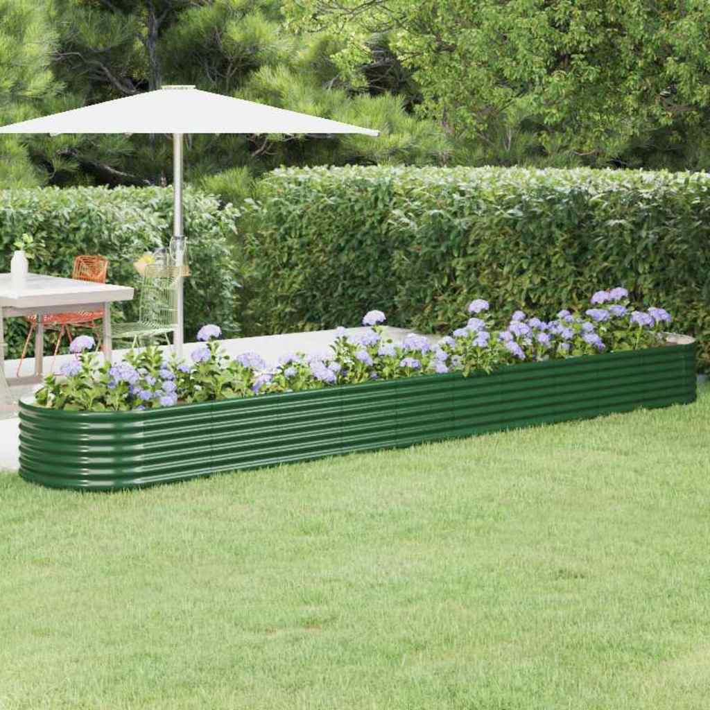 vidaXL Garden Raised Bed | Green | Powder-coated Steel | Large |  Durable