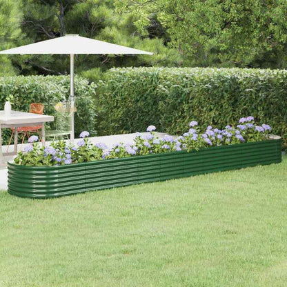 vidaXL Garden Raised Bed | Green | Powder-coated Steel | Large |  Durable