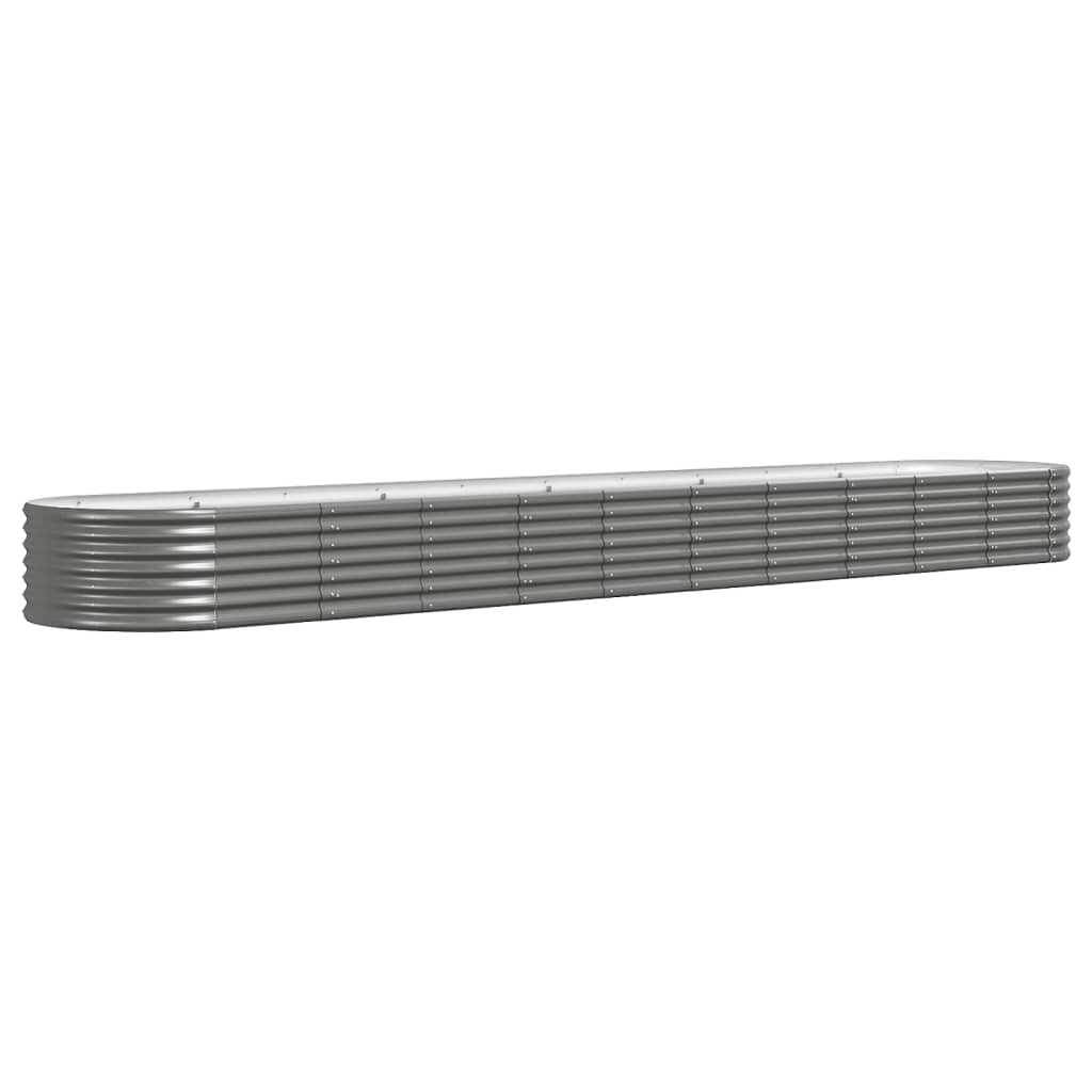 vidaXL Garden Raised Bed | Grey | Powder-Coated Steel | Extra Long | Durable