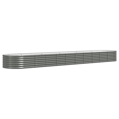 vidaXL Garden Raised Bed | Grey | Powder-Coated Steel | Extra Long | Durable