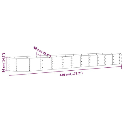 vidaXL Garden Raised Bed | Grey | Powder-Coated Steel | Extra Long | Durable