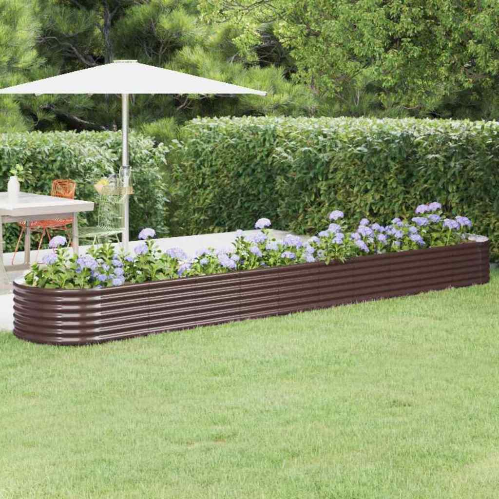 vidaXL Garden Raised Bed Galvanised Steel 440x80x36 cm Brown
