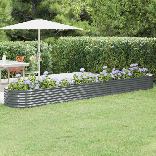 vidaXL Garden Raised Bed | Anthracite | Powder-coated steel | Large |  Tough