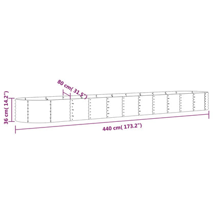 vidaXL Garden Raised Bed Galvanised Steel 440x80x36 cm Silver