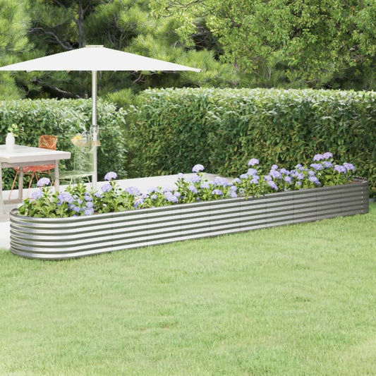 vidaXL Garden Raised Bed | Silver | Powder-coated steel | Large | Durable