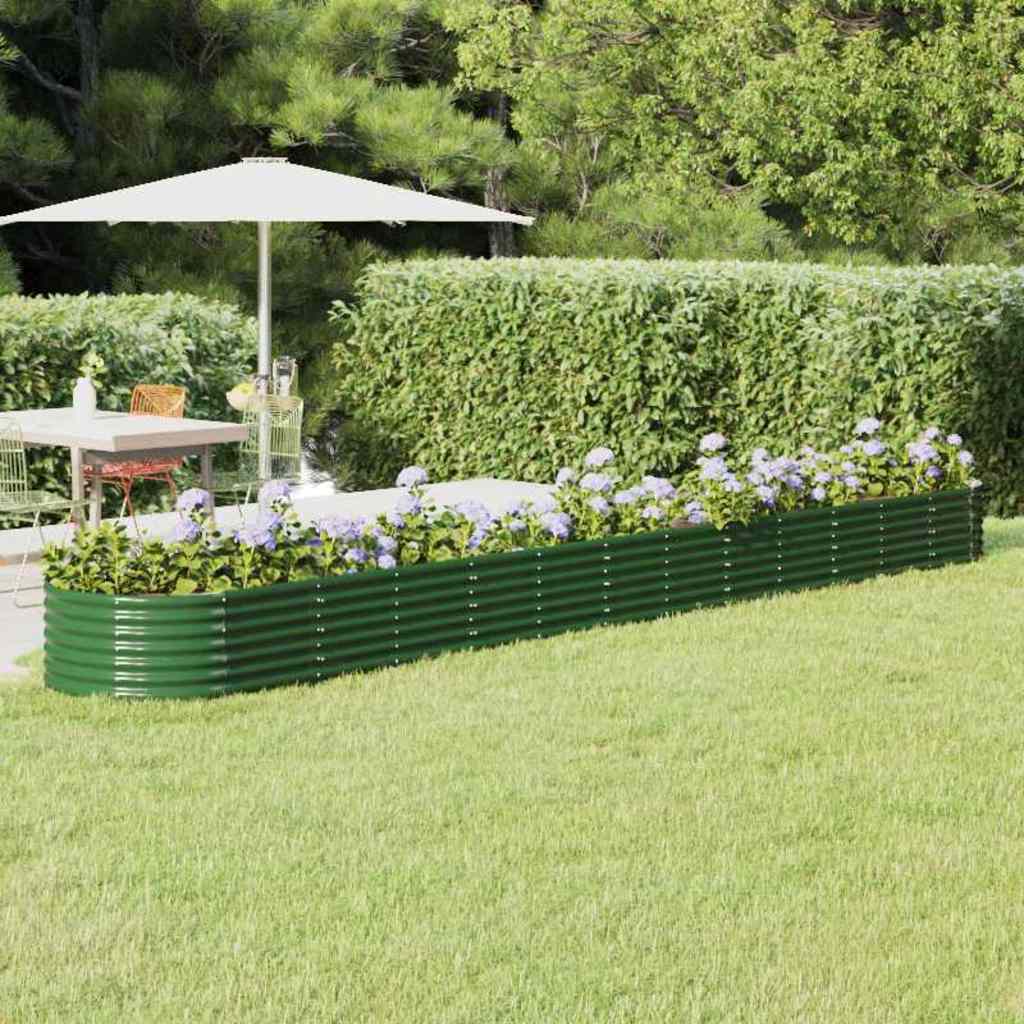 vidaXL Garden Raised Bed | Green | Powder-coated steel | Large | Durable