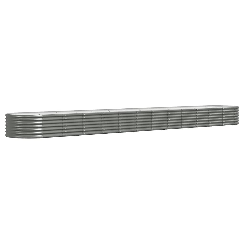 vidaXL Garden Raised Bed | Grey | Powder-coated steel | Large