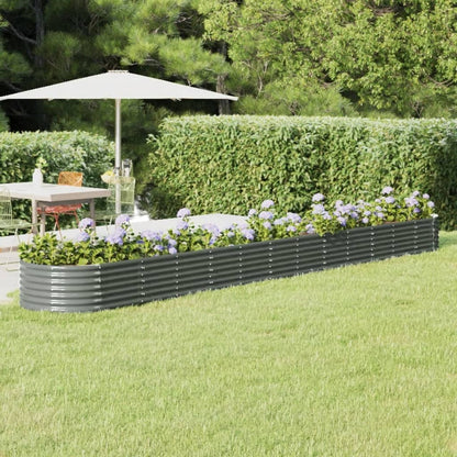 vidaXL Garden Raised Bed | Grey | Powder-coated steel | Large