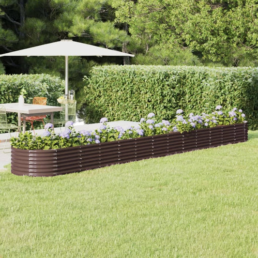 vidaXL Garden Raised Bed | Brown | Powder-coated steel | Large |  Durable